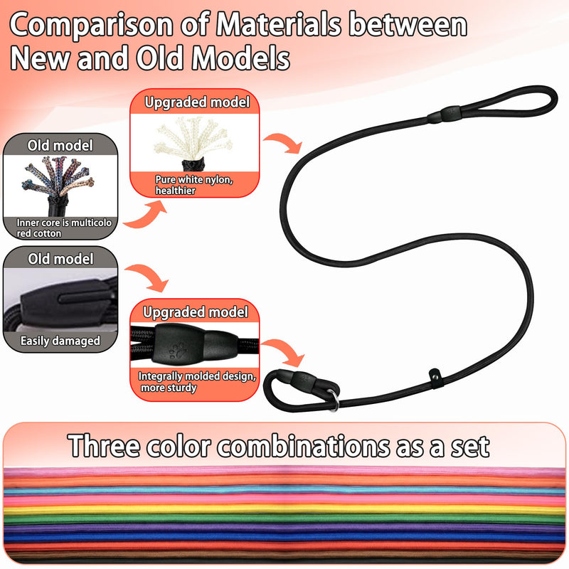 11-Piece Adjustable Dog Slip Leads 11 Colors, Adjustable - Easy On/Off, No Collar Needed, Standalone Use. Matches Outfits/Themes/Weather, High Value for Walking/Training