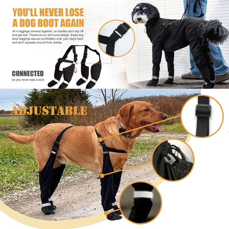 yucca Dog Suspender Booties, Paw Boot Leggings Anti-Slip, Pet Snow Pants with Attached Boots Waterproof, Adjustable Suspender Shoes for Dogs Winter Snow Rain Hiking Paws Protector Basic S - PawsPlanet Australia