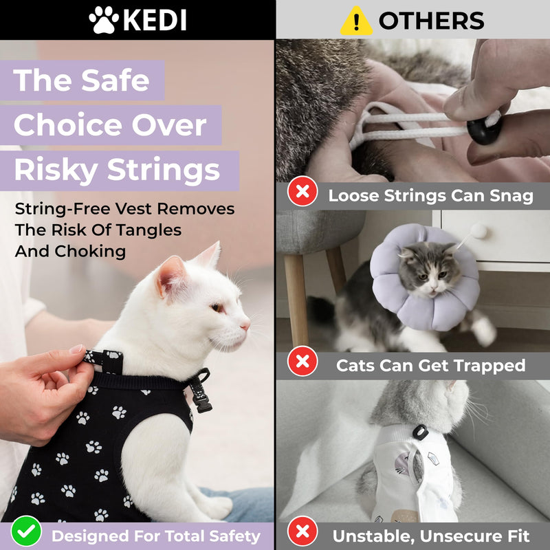Cat Surgery Recovery Suit Female Cat Onesie for Cats After Surgery Spay Surgical Abdominal Wound Skin Diseases E-Collar Alternative Wear (Black, Medium) Black
