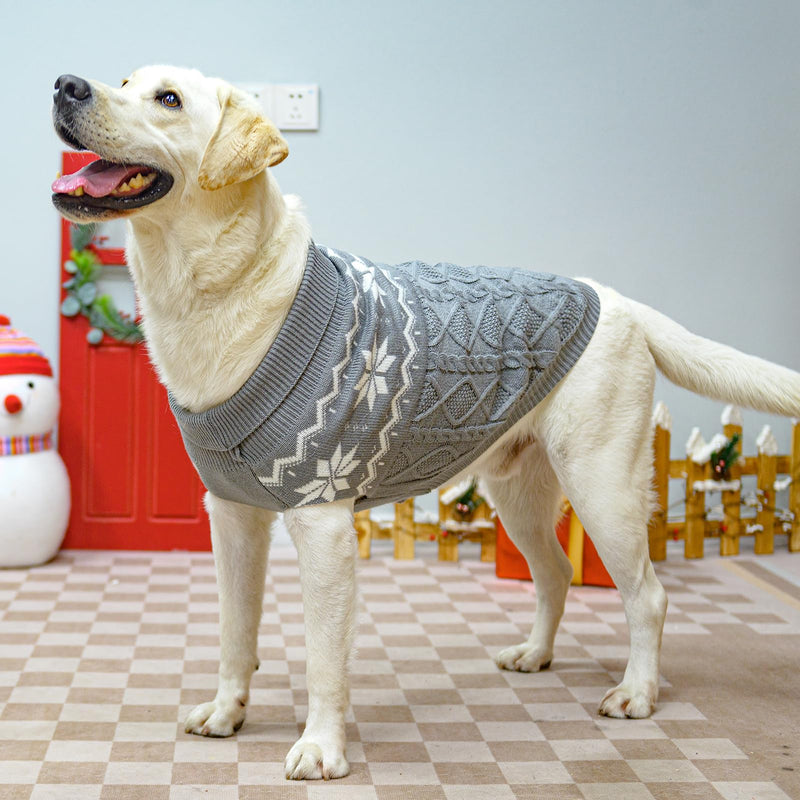 Warm Winter Dog Sweater - Cold Weather Pet Clothes for Small Medium Large Dogs Indoor Outdoor, Soft Classic Knit Puppy Apparel, Grey, M - PawsPlanet Australia