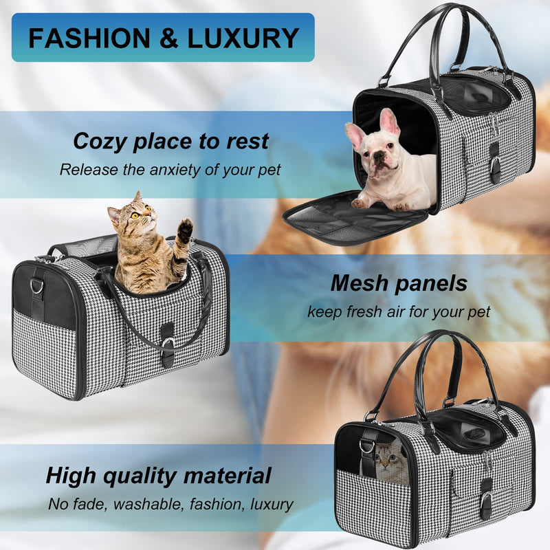 Fashion Pet Carrier, Small Dog Carrier Purse, Cat Carrier, Quality High-Grade Woven Cloth Dog Purse, Collapsible Portable Pet Carrying Handbag with Shoulder Strap for Travel Walking Hiking Pet Carrier - Gray - PawsPlanet Australia
