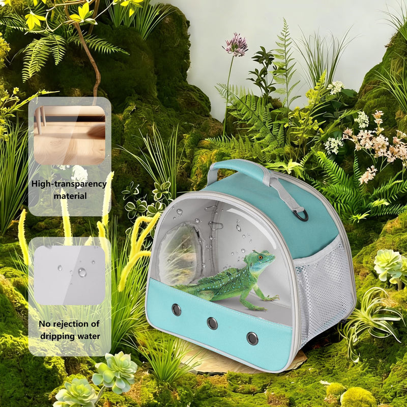 Bearded Dragon Carrier,Lizards Travel Bag, Small Animal Travel Carrier for Hedgehog Rat Parrot Bird, Portable Guinea Pig Travel Carrier for 2 Green
