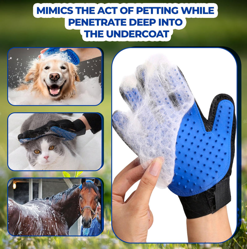 Pet Grooming Set with Dog Washing Gloves for Bathing, Dog Bath Brush and Silicone Dog Toothbrush, Pet Grooming Gloves for Dogs, Cats and Horses with 185 Silicone Tips (PG Set 1) - PawsPlanet Australia