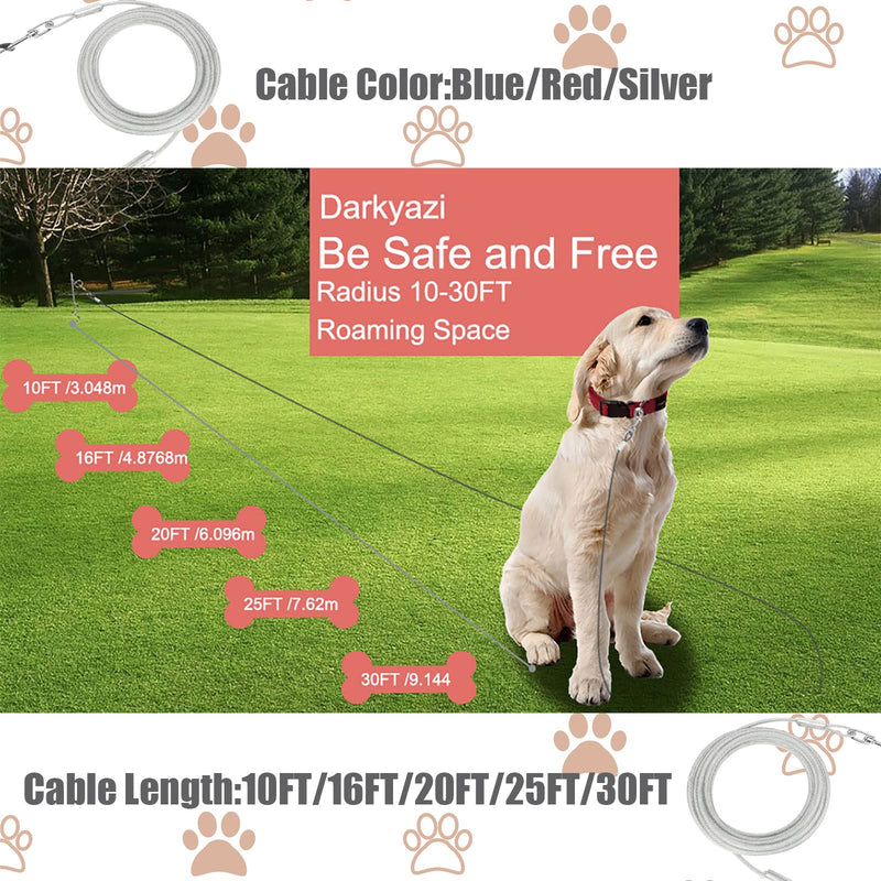 Darkyazi Dog Stake Tie Out Cable and Reflective Stake 16 ft Outdoor, Yard and Camping, for Medium to Large Dogs Up to 125 lbs (16ft Cable, 18" Stake, Silver) 16ft cable, 18" stake - PawsPlanet Australia