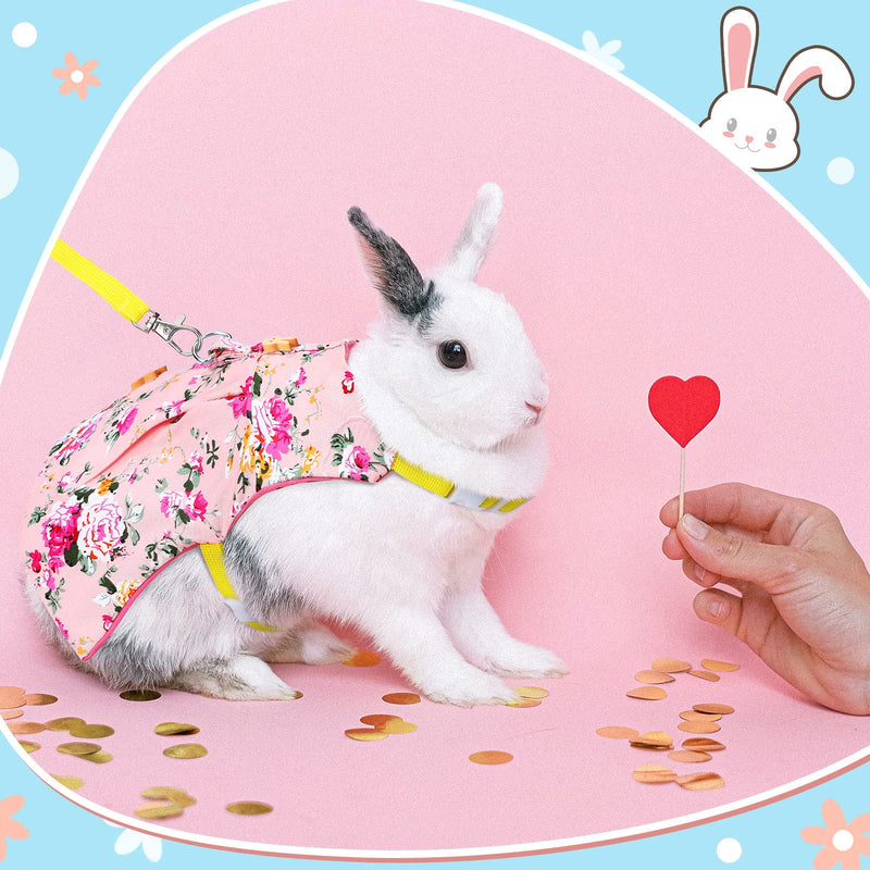3 Piece Cute Rabbit Leash and Harness Set, Bunny Rabbit Dress Clothes Walking Harness Vest Escape Proof Pet Supply for Rabbit Hedgehog Ferret Guinea Pig (Pink Flower, Blue Flower, Daisy) Pink Flower, Blue Flower, Daisy - PawsPlanet Australia