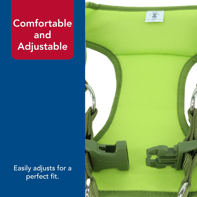 Coastal Pet Comfort Soft Wrap Adjustable Dog Harness - Comfortable Harness for Dog - Adjustable Fit - Easy Step-in Design - Breathable Fabric Mesh - Lime, 3/8" x 11"-13" 3/8" x 11"-13" (Pack of 1) - PawsPlanet Australia