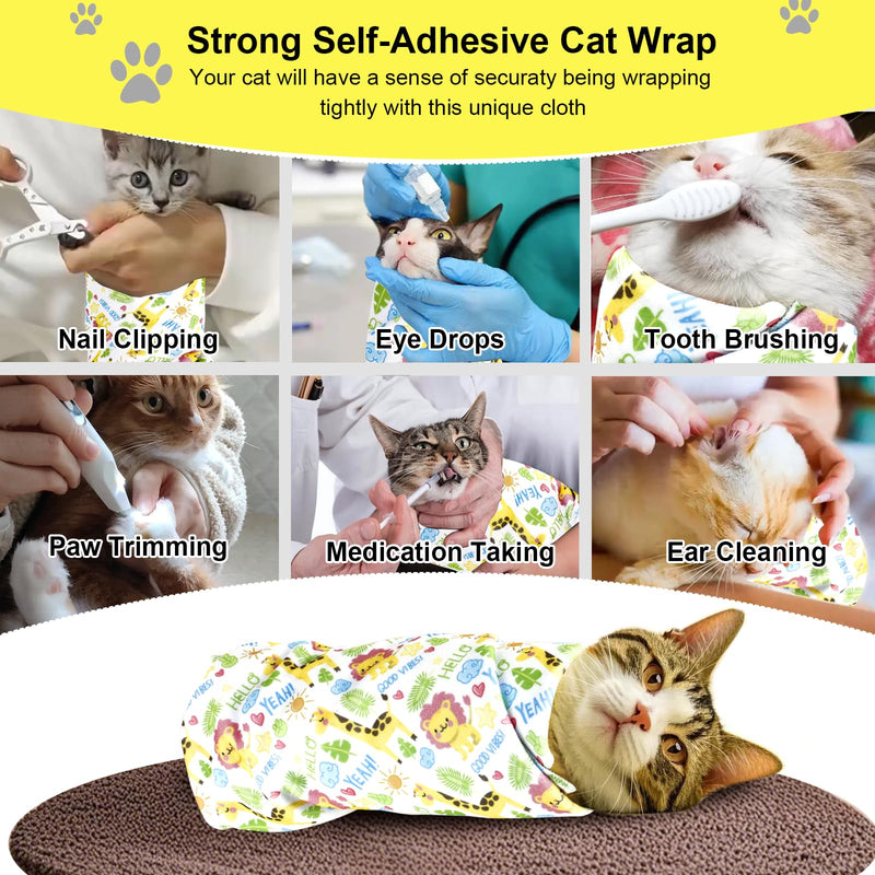 Cat Wrap for Cutting Nails and Grooming,Cat Restraint Wrap for Nail Clipping,Self-Adhesive Fabric Cat Swaddle Burrito Wrap for Nail Trimming,Cat Grooming Supplies(L (Within 22lbs)) - PawsPlanet Australia