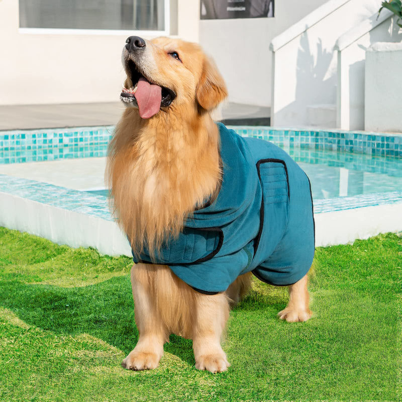 Avont Dog Bathrobe - Super Absorbent Pet Drying Towel Bath Robes After Bath Shower Swim Wet Walk for Puppies -Blue(M) Blue Medium