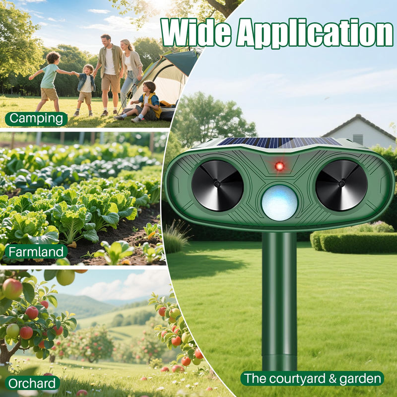 2026 Upgraded Ultrasonic Animal Repellent Outdoor (2 Pack), Solar Powered Animal Repeller with Motion Sensor, Effective Cat Deterrent and Deer Repellent for Yard, Garden, Squirrel & Dog Deterrent 2 Plastic