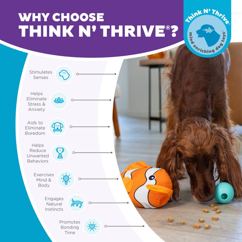 Outward Hound Nina Ottosson Big Mouthz Interactive Plush Dog Puzzle with Treat Ball, Clown Fish, Orange - PawsPlanet Australia