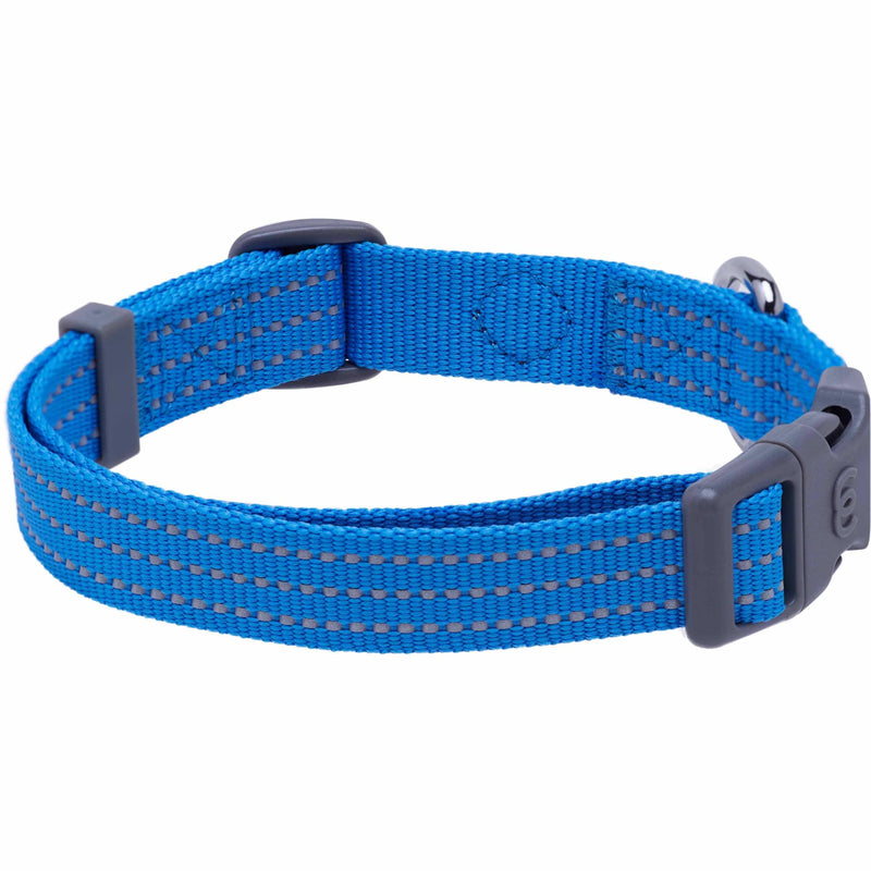 Blueberry Pet Essentials Reflective Better Basics Matching Dog Collar and Leash Set in French Blue, Adjustable Collar with 5 ft Leash for Small Dogs French Blue - Collar + Leash - PawsPlanet Australia