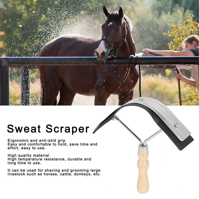 Pssopp Sweat Scraper, Horse Sweat Scraper with Wood Handle Non Slip Horse Grooming Tool Farm Supplies for Shaving and Grooming Large Livestock - PawsPlanet Australia