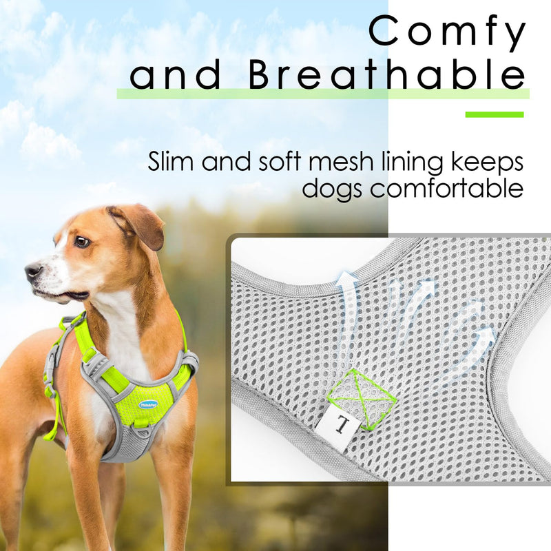 ThinkPet No Pull Harness Breathable Sport Harness with Handle-Dog Harnesses Reflective Adjustable for Medium Large Dogs,Back/Front Clip for Easy Control S Bright Green Star Green - PawsPlanet Australia