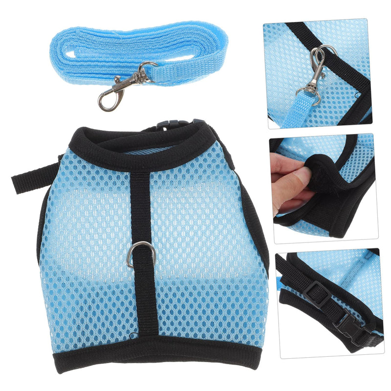 2 Sets Guinea Pig Clothes Pet Guinea Pig Harness Soft Mesh Rabbit Rat and Leash Harness Leash Vest Rat Clothes Hamster Vest Ropes Little Pet Accessories Net 25x10.5x1cmx2pcs Bluex2pcs - PawsPlanet Australia