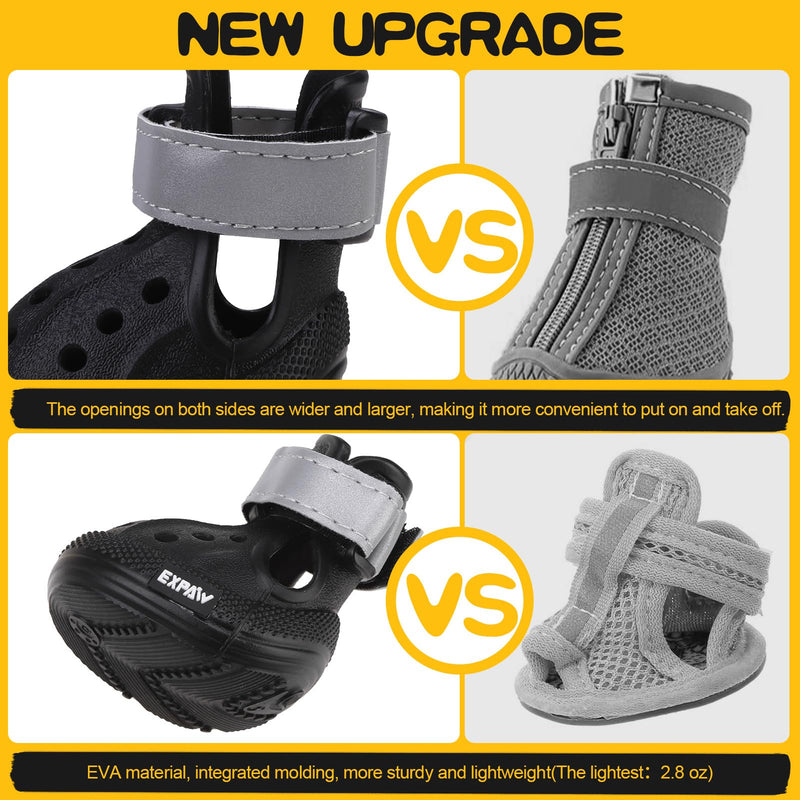 EVA Dog Shoes- Non-Slip Waterproof Dog Booties for Snow Winter, Easy ON & Off, Reflective Adjustable Pet Boots & Paw Protectors, Rugged Sole for Small Medium Large Dog Outdoor Walking (Black, L) Size 5/M (Paw Width:1.97in) Black - PawsPlanet Australia