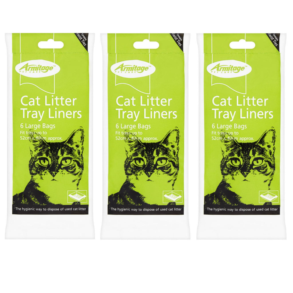 3 PACK CAT LITTER TRAY LINERS BAGS LARGE LINER ARMITAGE BULK DEAL (3 X 6=18 LINERS) - PawsPlanet Australia