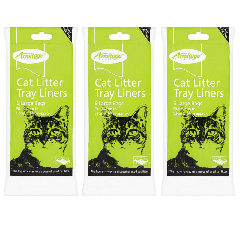 3 PACK CAT LITTER TRAY LINERS BAGS LARGE LINER ARMITAGE BULK DEAL (3 X 6=18 LINERS) - PawsPlanet Australia