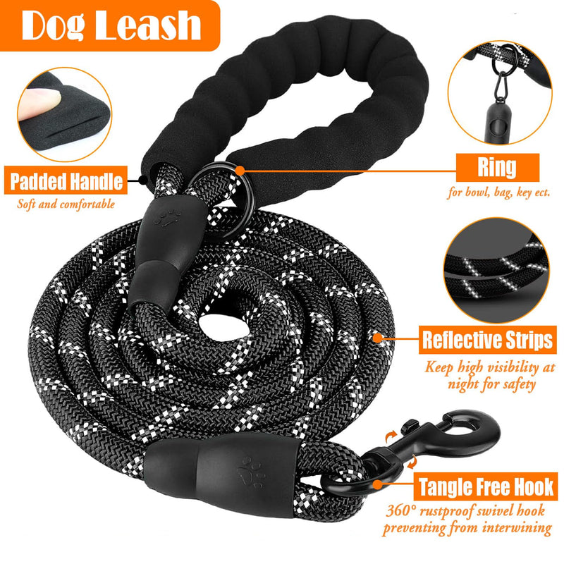 No Pull Dog Harness, Collar & Leash Set | Includes Dog Seat Belt, Collapsible Bowls & Poop Bag Dispenser. Ideal for Training, Walking, Hiking. Fits Small to Large Dogs(Black-M) Medium Black - PawsPlanet Australia