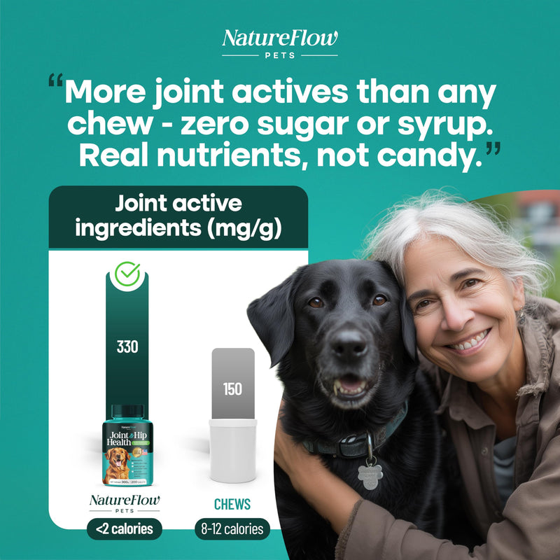 Natureflow Hip and Joint Supplement for Dogs 50ct, Power of Nature, Made in USA, Up to 100 Days Supply, with Green-Lipped Mussel, Glucosamine, Chondroitin, MSM & Devil’s Claw, for All Breeds 50 Counts - PawsPlanet Australia