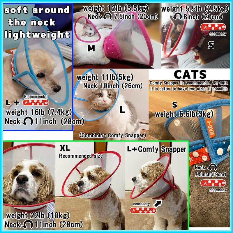 Loosen Pochi Small Dog Cone with Supporters, Soft Cat Cone Elizabethan Collar, Recovery Collar After Surgery, Half and Half(Loosen Pochi Set Blue, L) Loosen Pochi set Blue-L - PawsPlanet Australia