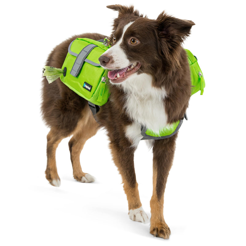 PetAmi Dog Backpack for Medium & Large Dogs, Saddle Bag for Dogs to Wear for Hiking, Pet Backpack Harness Dog Pack with Reflective Side Pockets for Walking Running Green - PawsPlanet Australia