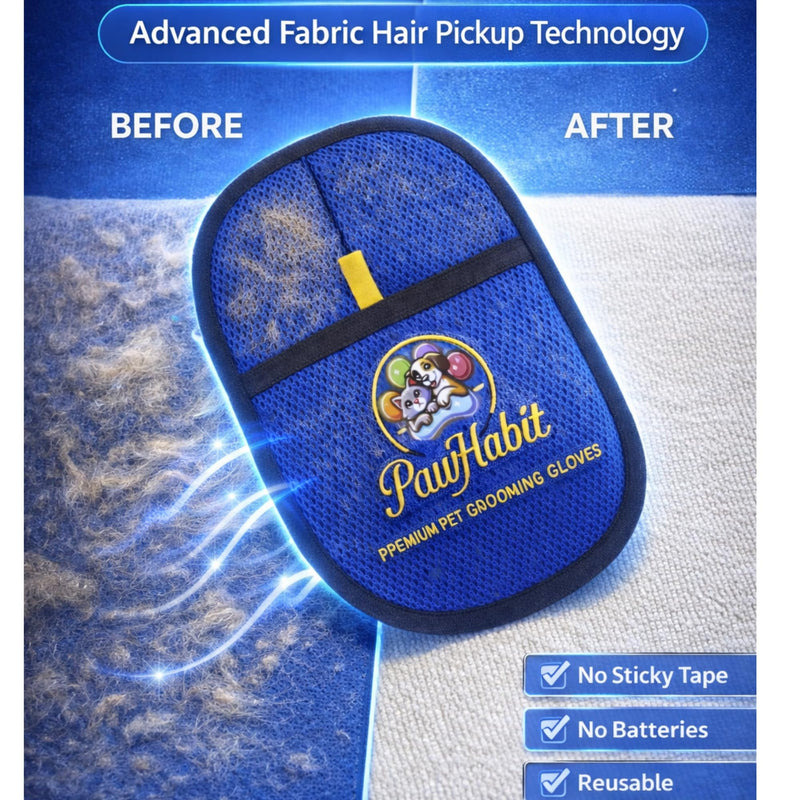 Pet Hair cleaning & Deshedding Glove for Dogs & Cats, Washable, Enhanced Grip, Removes Loose Fur, Lint & Dirt Easily, Couch,Carpet,car seat - PawsPlanet Australia