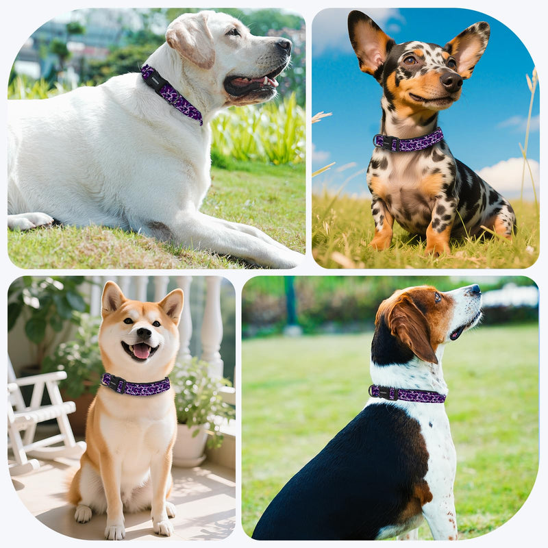 Kazazoo Reflective Dog Collar with Soft Padding Dog Collar for Large Dogs, Reflective Wide Nylon Adjustable Collar with Soft Padding, Durable Buckle for Pitbull Labrador Retriever,Girl Purple camo-L L