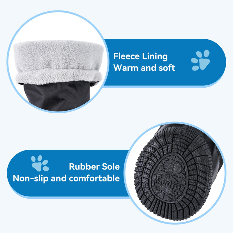 Hipaw Waterproof Dog Boots for Winter Snow Rain,Non-Slip Dog Shoes for Medium to Large Dogs,Extended Cuff Paw Protectors for Outdoor Walking Hiking Black L (Insole wide 2.8") for 70~99lb - PawsPlanet Australia