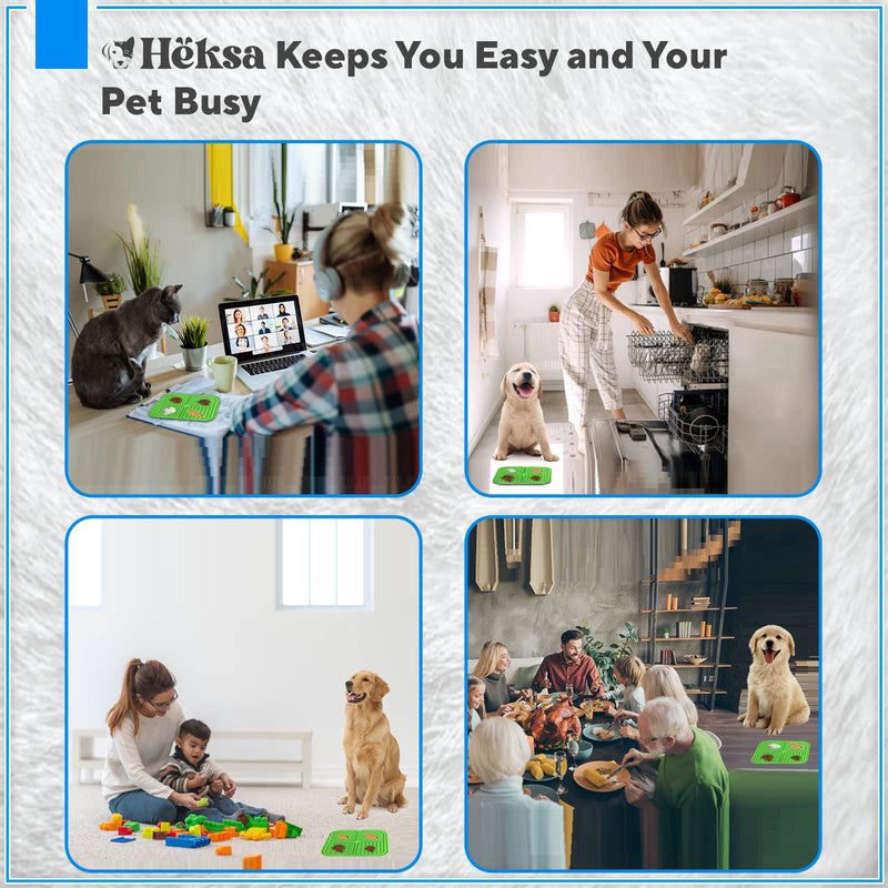 Heksa Lick Mat for Dogs & Cats 2-Pack Slow Feeder & Non-Slip Lick Mats with Spatula for Anxiety Relief. Food-Grade, Dishwasher, Freezer & Oven Safe Dog Lick Mat - PawsPlanet Australia
