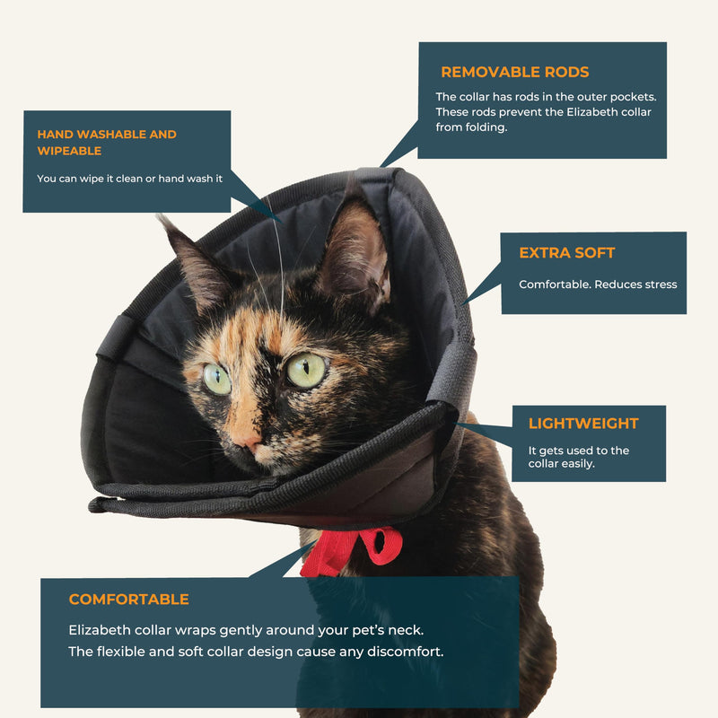 Dog Cone Collar Adjustable After Surgery, Protective Soft Dog and Cat Cone, Elizabethan Collar for Dogs and Cats, Comfortable Dog Cone, Adjustable Cat Cone (Black, XXL [Neck Girth: 20.4"-24.4"]) Black XXL [Neck Girth: 20.4"-24.4"] - PawsPlanet Australia