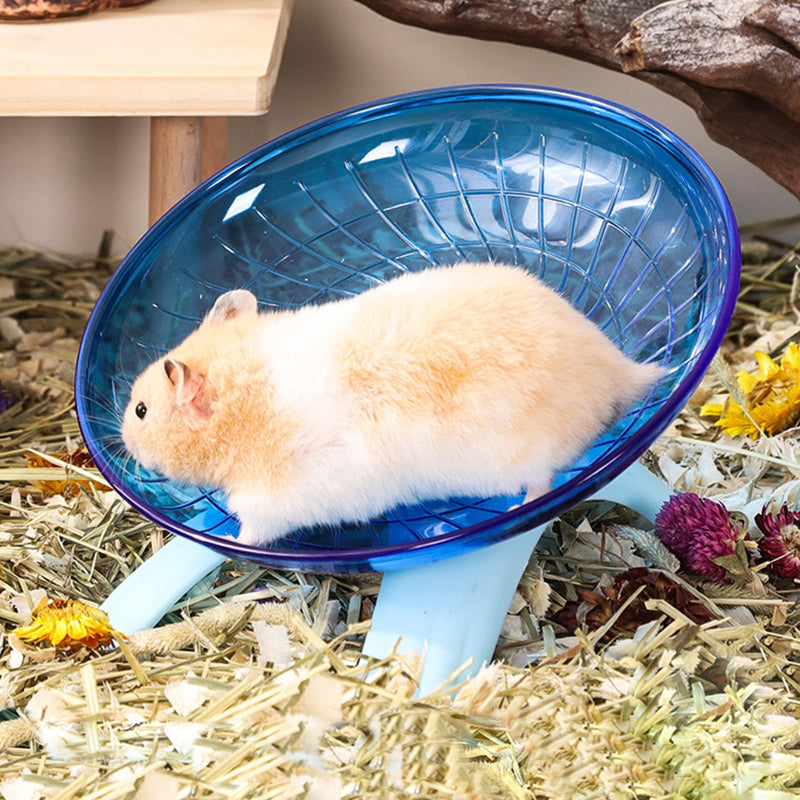 Silent Running Wheel for Small Animals, 12 Inch Flying Saucer Design, Exercise Wheel for Hamsters, Guinea Pigs, Hedgehogs, Blue - PawsPlanet Australia