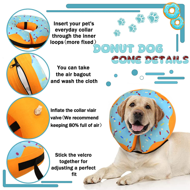 Recovery Donut Collar for Dogs & Cat,Inflatable Dog Cone Collar Alternative After Surgery,Soft Dog Cone for Large Medium Small Dog,Adjustable Dog Neck Donut Collar(Blue,Small) Blue S（Neck 5"-8"） - PawsPlanet Australia