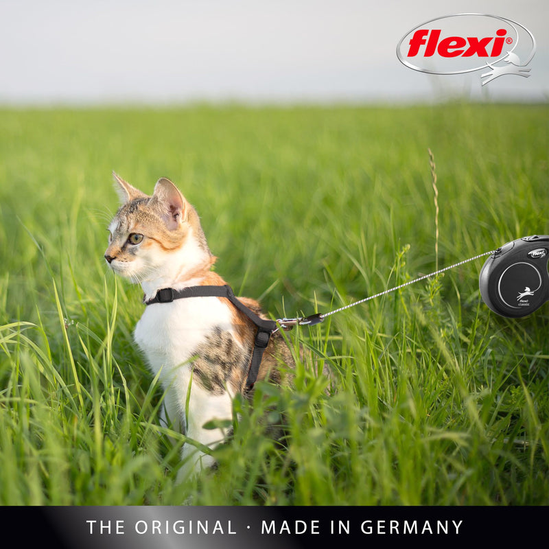 FLEXI New Classic Cord Retractable Cat Leash - X-Small – 10 ft., Black | Tangle-Free Pet Walking Leash with One-Handed Brake, Pause, Lock | German Quality Product - PawsPlanet Australia