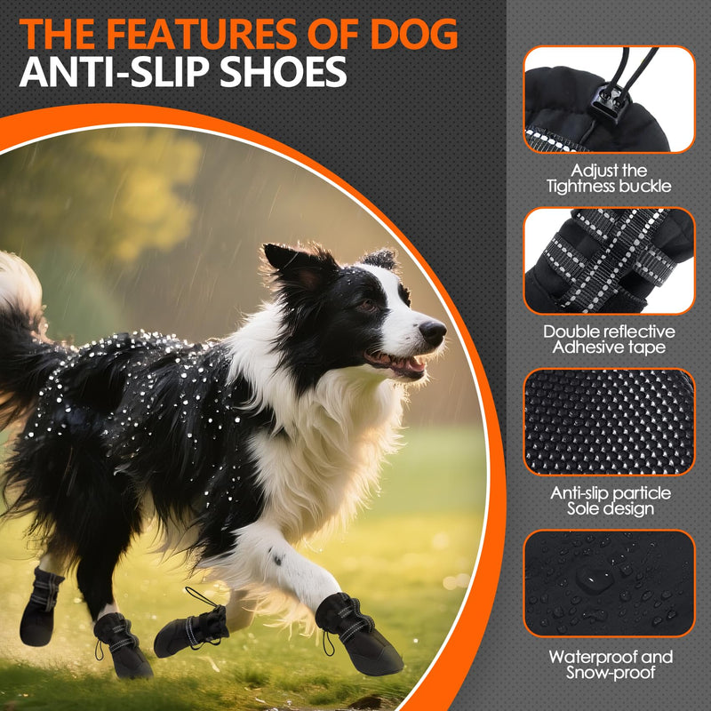 Waterproof Dog Shoes for Small Dogs, Anti-Slip & Reflective, Dog Boots & Paw Protectors for Winter Snow Rain, Summer Hot Pavement, 4Pcs Pet Booties for Hiking/Walking/Outdoor, Size XS, Black X-Small - PawsPlanet Australia