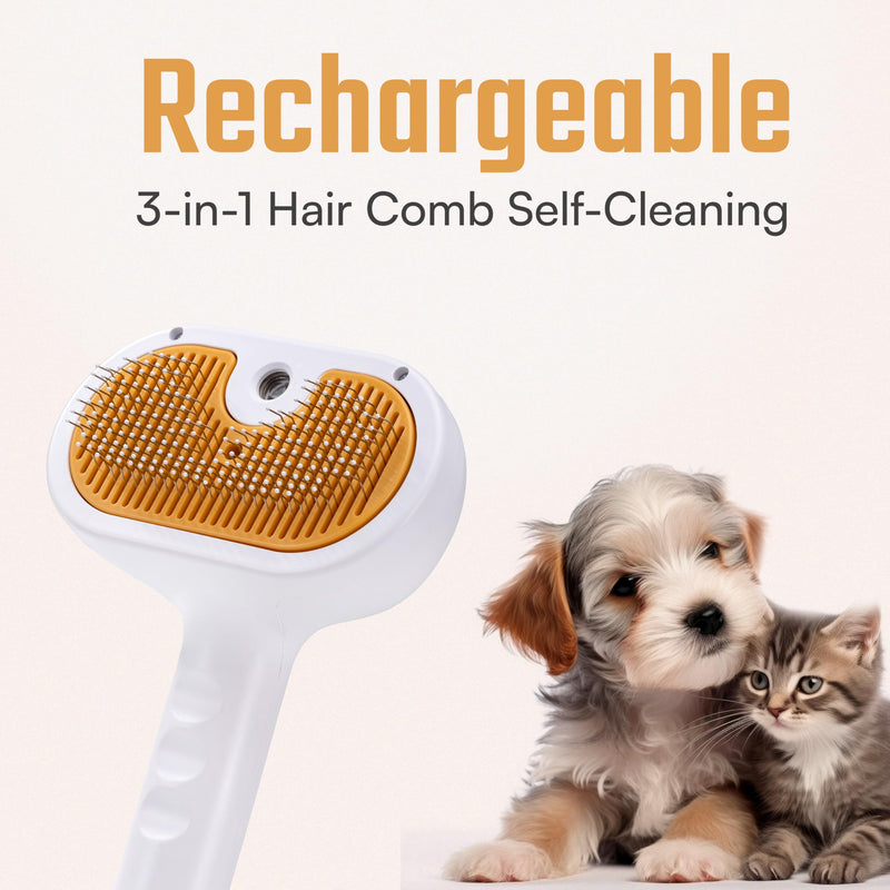 Cat Steam Brush 2024 New Rechargeable Self-Cleaning Pet Grooming Tool for Indoor Cats Long and Short Hair Cats and Dogs Steamy Hair Comb Steamy Massage Shedding Relief - PawsPlanet Australia
