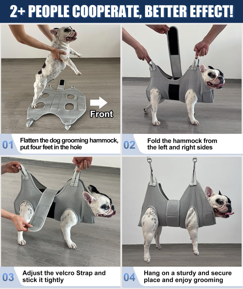 Dog Grooming Hammock,XX-Large Hammock for Nail Trim, Hanging Harness for Nail Trimming,Dog Sling Restraint Holder for Pet Grooming Suspension Hanger with Thick Fabric Neck Support XXL (120 LB Max) Silver Grey 16-27in - PawsPlanet Australia