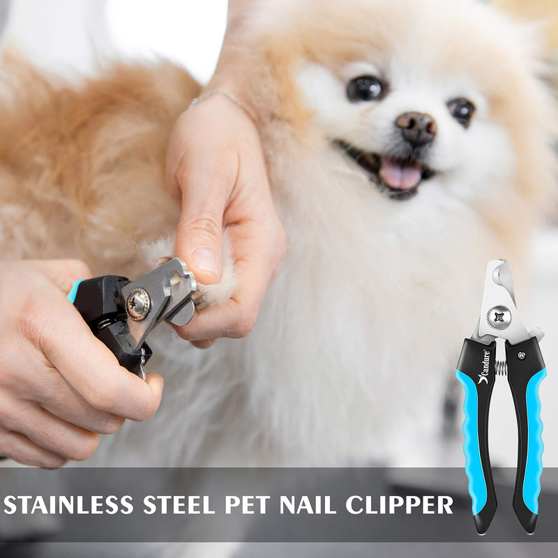 Candure Dog Nail Clippers Professional Pet Nail Clipper Suitable for Large to Medium Dogs, Cats, Rabbits and Guinea Pigs - Safety Lock/Protective Guard to Avoid Over Cutting Blue