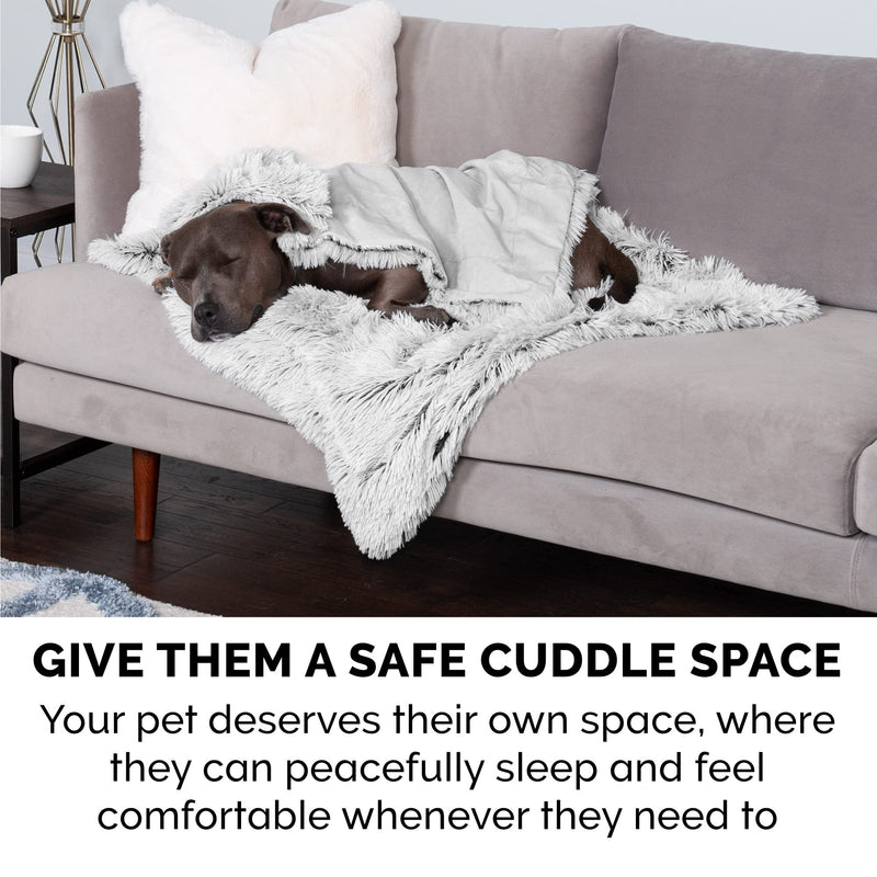 Furhaven Waterproof Throw Blanket for Dogs & Indoor Cats, Washable - Shaggy Plush Calming Long Faux Fur & Velvet Dog Blanket - Mist Gray, Extra Large/XL Plush Modern Home Decor Extra Large - 60" x 50" (Long Faux Fur) Mist Gray - PawsPlanet Australia