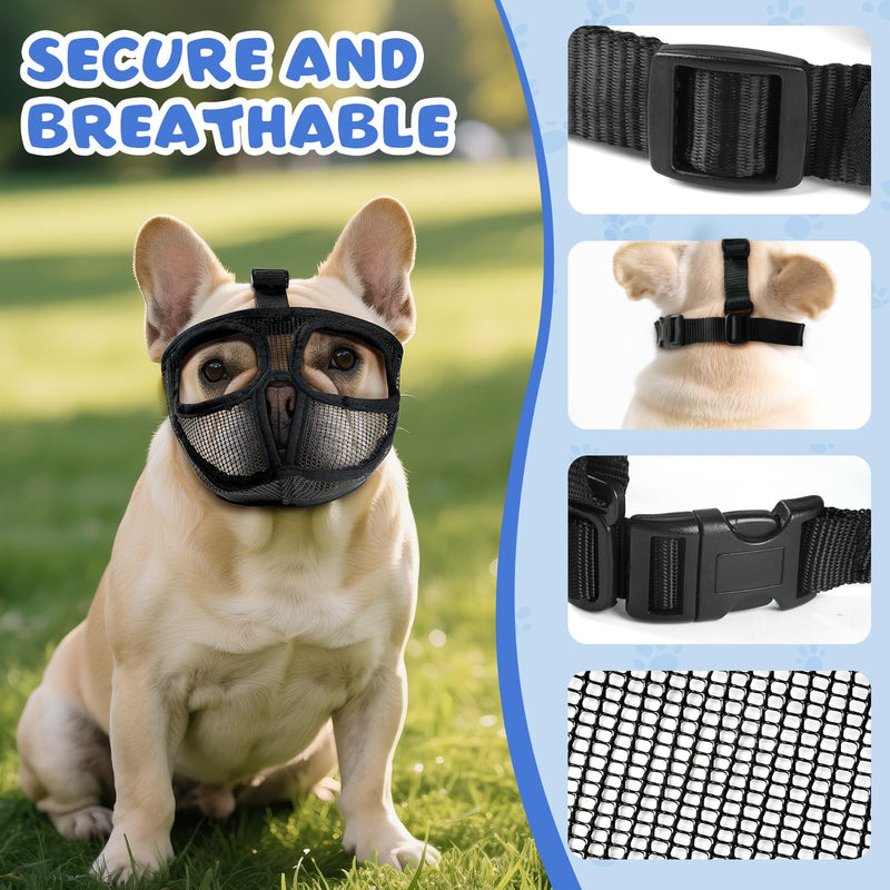 French Bulldog Muzzle with Open Eye Hole, Breathable Short Snout Dog Muzzle for English Bulldog, Pug, Pekingese to Prevent Biting(S,Black) S Black - PawsPlanet Australia