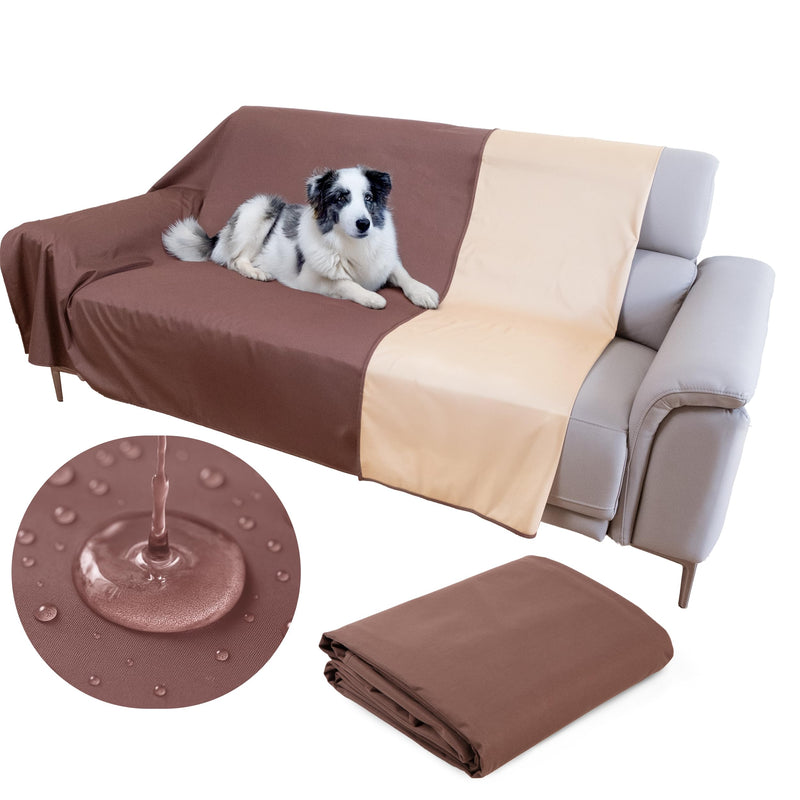SILLY LEGACY Thin Reversible Waterproof Protective Cover or Liner for Bed or Couch (Twin Size, 90 x 55 inch), for Dogs and Cats, Babies; Incontinence, Dirt, Drool Twin 90 x 55 inch Brown - PawsPlanet Australia