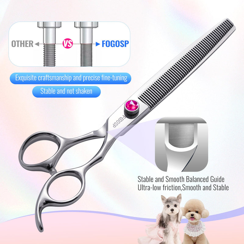 Thinning Shears for Dogs 7 in Professional Dog Thinning Shears for Grooming 56 Teeth Dog Grooming Scissors for Pet Cat Japanese 440C Stainless Steel(7.0'',Blending) 7.0 inch Purple Diamond