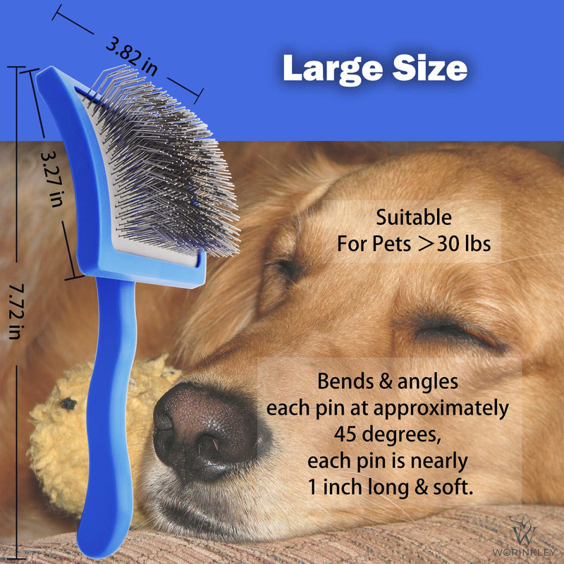 Slicker Brush for Dogs, Professional Pet Doodle Grooming brushes for Goldendoodles, Labradoodles, Poodles - Long Pin Detangler for Dematting dog slicker brush - Large