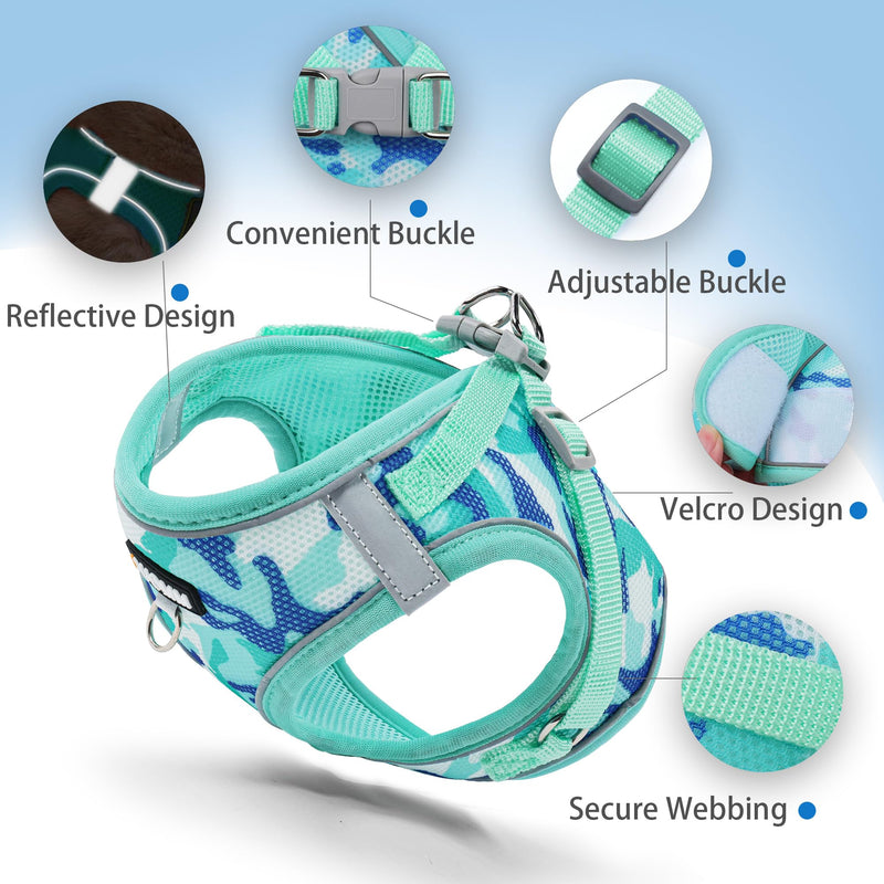 Step in Dog Harness with Leash Set, Adjustable Soft Padded and Breathable Mesh for Small Sized Dog, Reflective No Pull No Choke Cat Vest Harness, Easy Control Pet Vest, Teal S - PawsPlanet Australia
