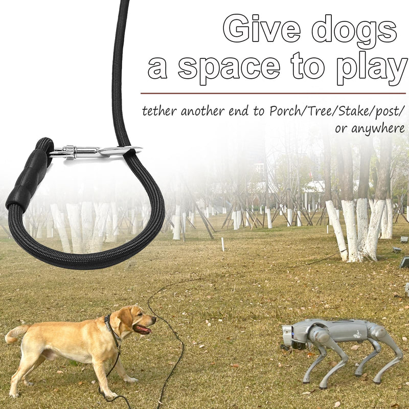 35FT Tie Out Rope Dog Leash, Long Tether 8-10-13-15-20-25-30-40-50-65 FT Heavy Duty Nylon Check Cord for Medium Large Dogs Outdoor Playing Camping Backyard (Black, 3/8") 3/8" x 35ft black - PawsPlanet Australia
