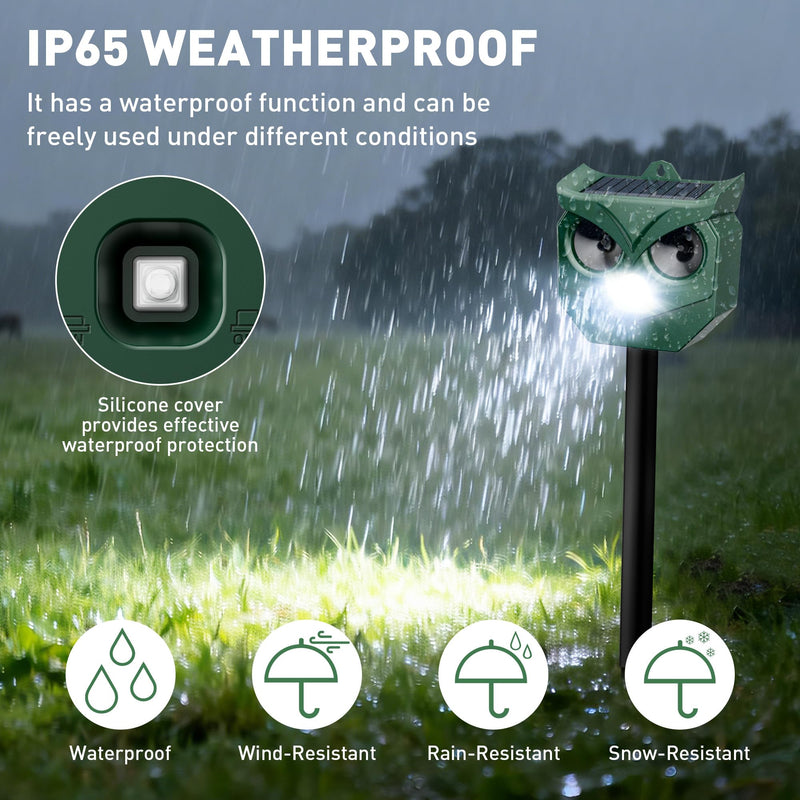 Ultrasonic Animal Repeller with LED Strobe Lights - Outdoor Solar Powered for Squirrels, Deer, Raccoons, Rabbits, Skunks, Cats, Dogs - Protects Garden, Yard, Lawn, Farm & Crops 2PCS - PawsPlanet Australia