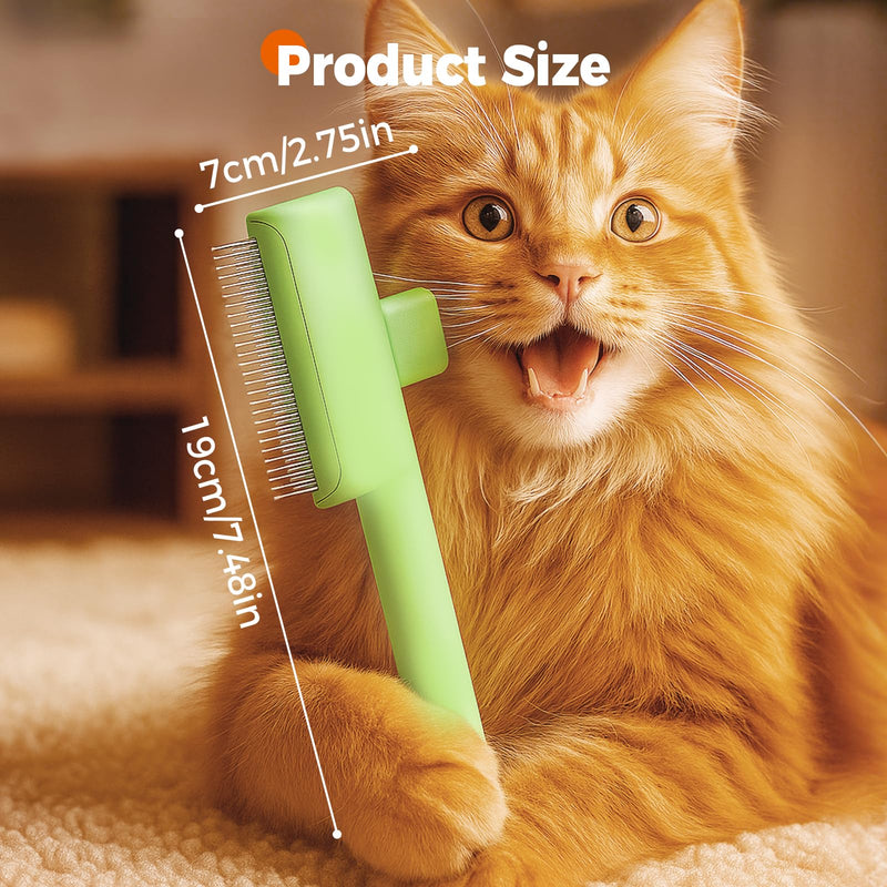 Pet Hair Removal Comb Flea Combs for Cats and Dogs, Pet Flea Comb Grooming Brush with One-Click Release Button, Dog Cat Deshedding Brush for Short & Long Hair (Blue & Green) Blue & Green - PawsPlanet Australia