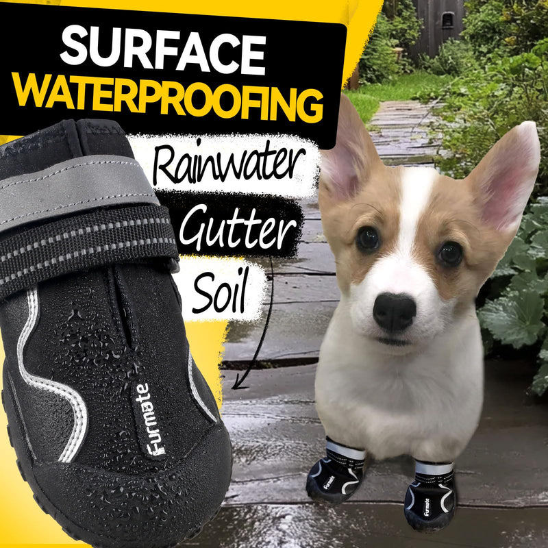 Dog Shoes for Large Small Medium Dogs,Dog Booties for Indoor Hardfloors Anti-Slip,Reflective Strip Waterproof Dog Boots & Paw Protectors for Outdoor Walking Hot Pavement,Winter Snow (Black-4) Black #4: 2.2"x2.6"(W*L) for 31-40lbs - PawsPlanet Australia