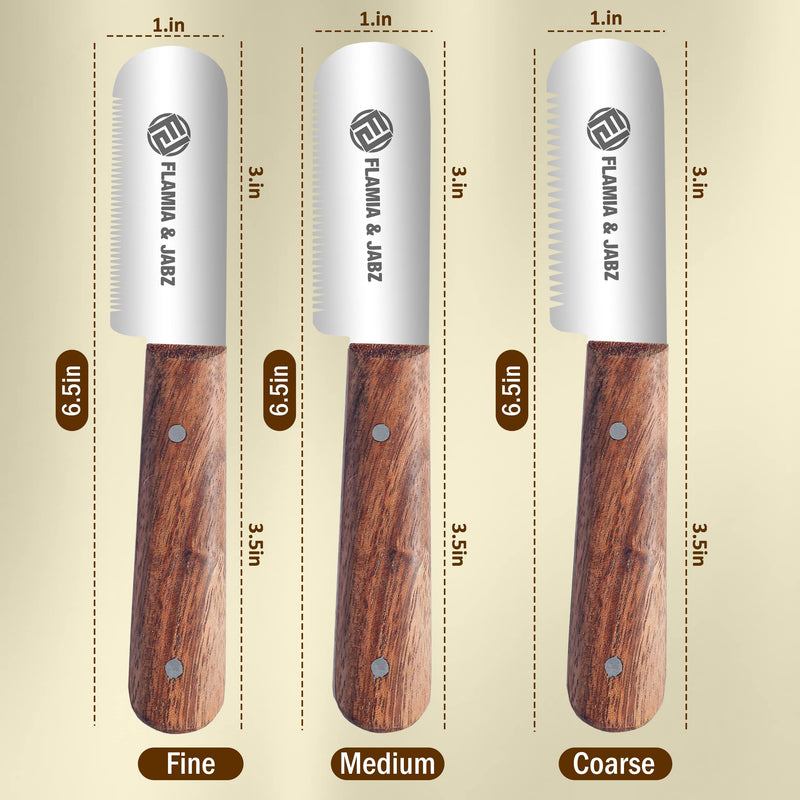 Professional Stripping Knife, Right handed, 3 inch blade (Stainless Steel) (3 Piece Pack, Rosewood) 3 Piece Pack Natural wood - PawsPlanet Australia