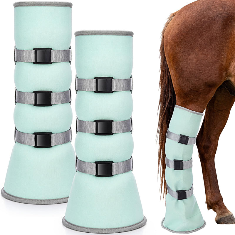 2 Pcs Hoof Soaking Boot for Horses Upgraded Extended Length Horse Hoof Soaker Heavy Duty Icing Treating Bucket with EVA Pad & Elastic Band Easy Use for Common Hooves Problems