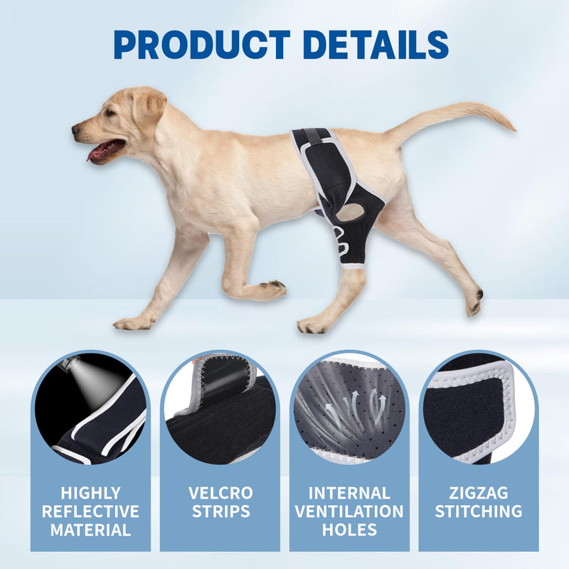 Dog Knee Brace for Torn Acl Hind Leg, Relieves Ligament Injury and Joint Pain, Adjustable Leg Support Bracket for Warmth and Support, Universal Dog Knee Brace for Four Legs,(XL).